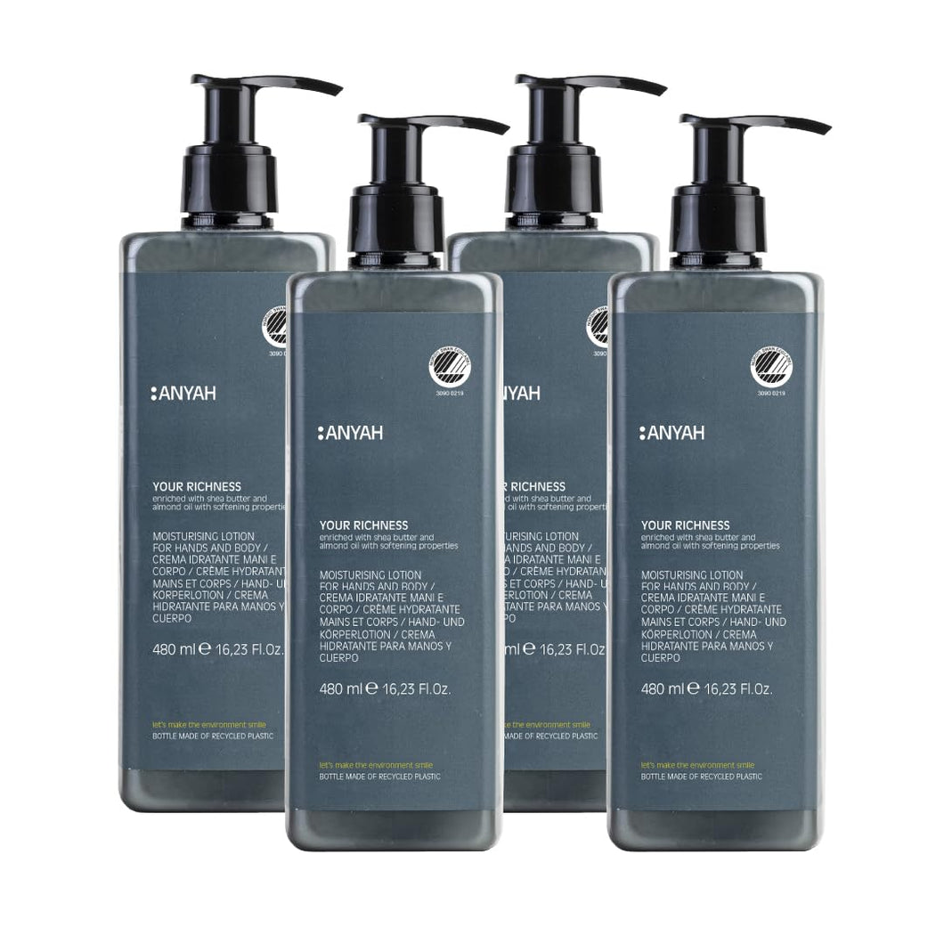 ANYAH Körperlotion mit Sheabutter & Mandelöl  4x 480ml