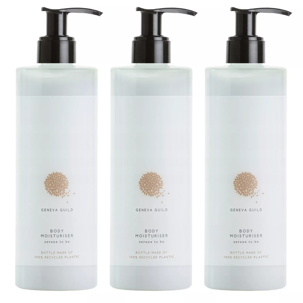 Geneva Guild Body Moisturiser / Feuchtigkeitslotion mit Vitamin E & Sheabutter 3x 380ml