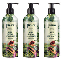 Laden Sie das Bild in den Galerie-Viewer, Itinera Duschgel / Bodywash mit roten Trauben aus der Toskana  3x370ml