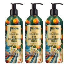 Laden Sie das Bild in den Galerie-Viewer, Itinera Hair &amp; Body Shampoo mit sizilianischer Bitterorange 3x370ml