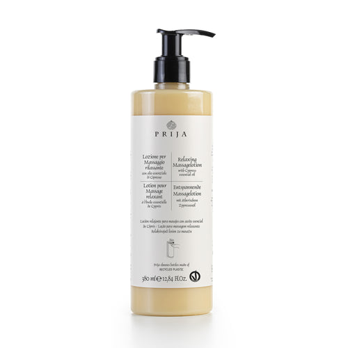 PRIJA Massagelotion mit Zypressenduft 380 ml inkl. Pumpe