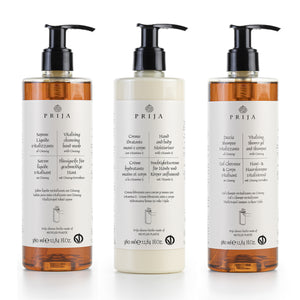 Prija Seife + Haut & Haarshampoo + Bodylotion mit Vitamin E & Sheabutter 3x 380ml
