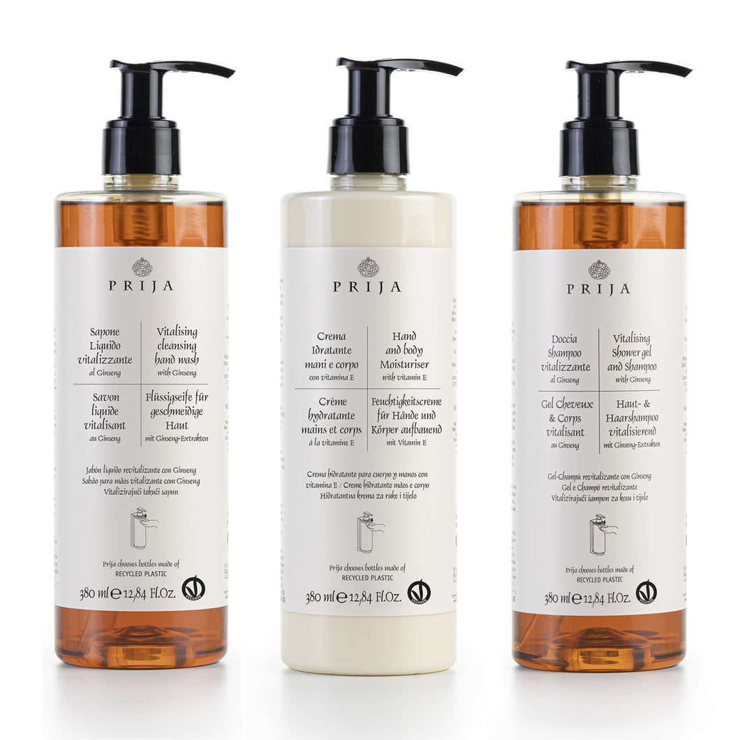 Prija Seife + Haut & Haarshampoo + Bodylotion mit Vitamin E & Sheabutter 3x 380ml