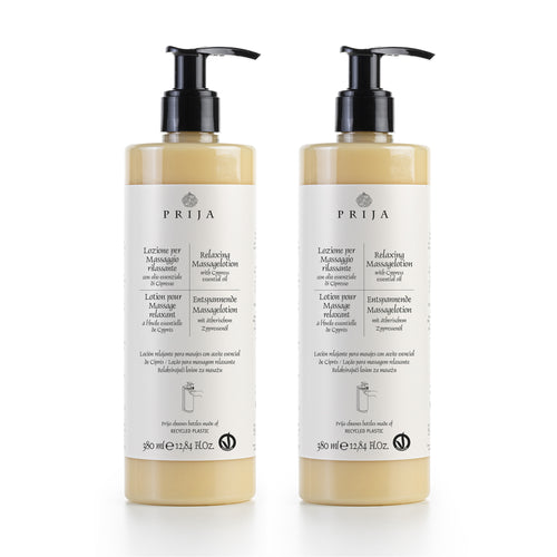 PRIJA Massagelotion mit Zypressenduft 2x 380 ml