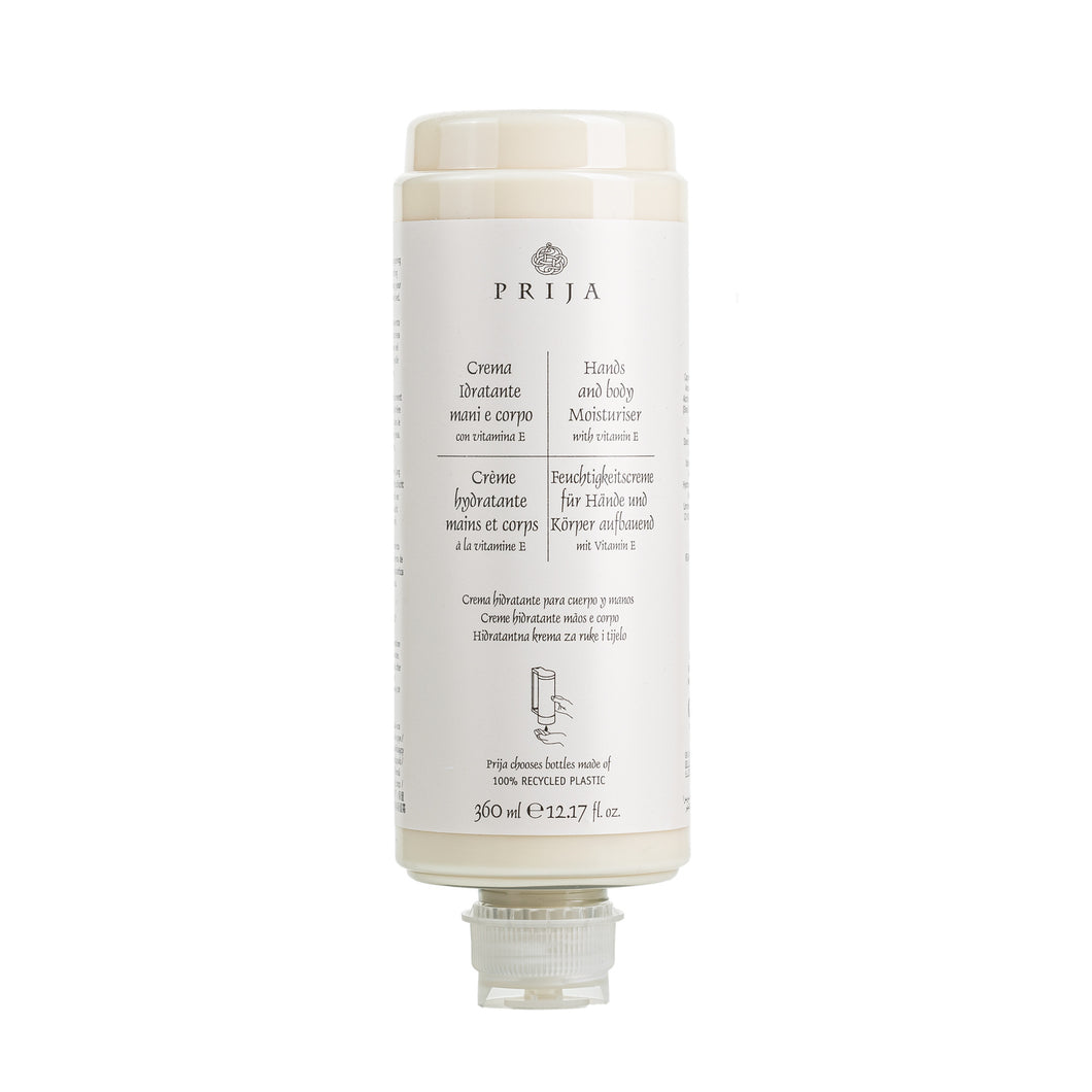 PRIJA Feuchtigkeitslotion mit Vitamin E + Sheabutter, 10x 360ml Cysoap Drückspender Kartusche / Flakon für Spender
