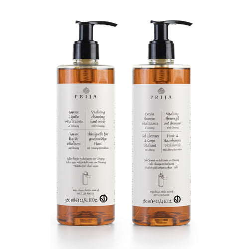 PRIJA Flüssigseife + Haut- & Haarshampoo vitalisierend mit Ginseng 2x 380ml